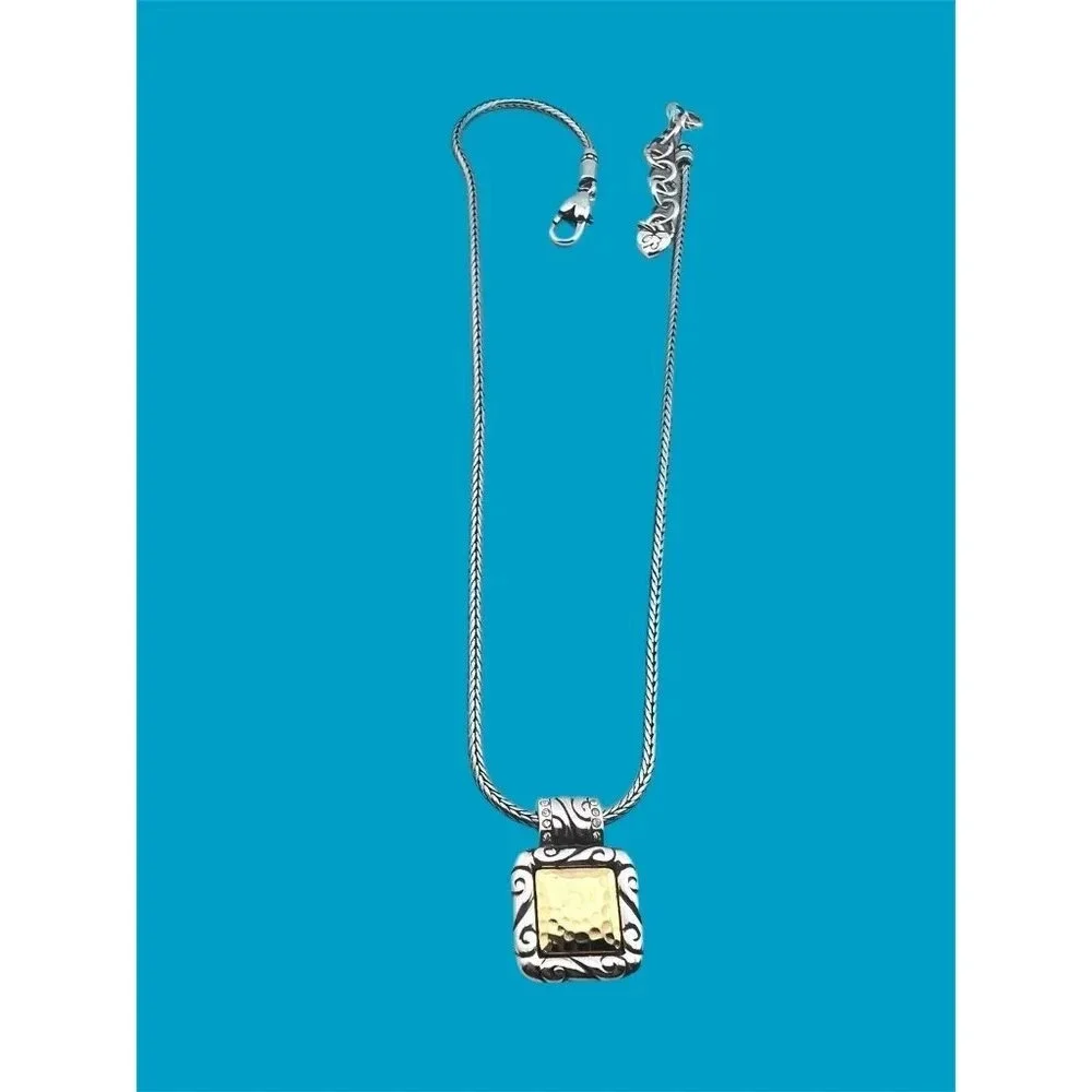 Brighton REGINA Silver Gold Pendant Necklace Reversible beautiful necklace